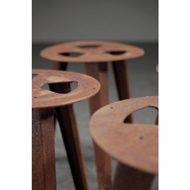 Brown Industrial Stool in Wood For Sale - Image 8 of 15