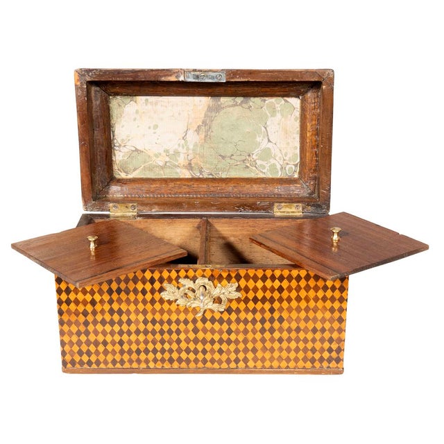Brown Fine George III Parquetry Teacaddy For Sale - Image 8 of 10