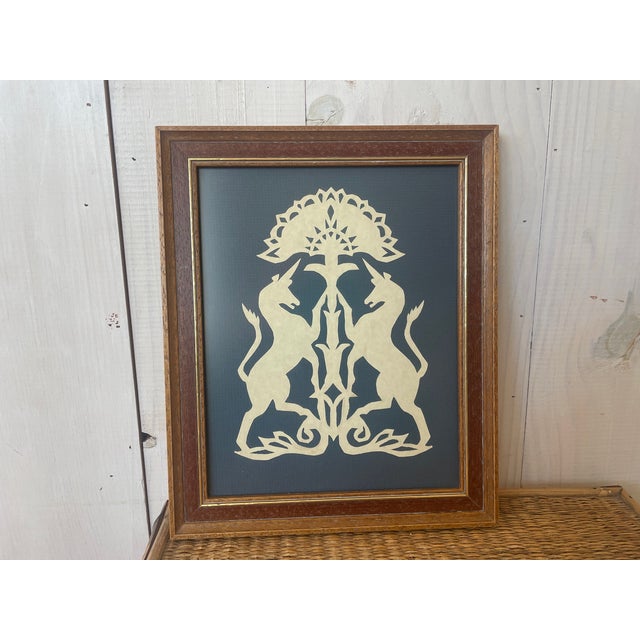 Vintage framed cut paper unicorns! A charming piece of art for a child's room, or for the adult who loves all things...