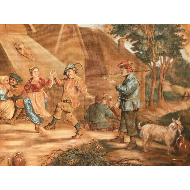 19th Century French Hand-Painted Pastoral Canvas After David Teniers For Sale - Image 4 of 7