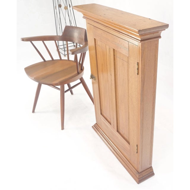 Wood Victorian Solid Walnut Hanging Flat Wall Cabinet for Keys Crown Top MINT For Sale - Image 7 of 8