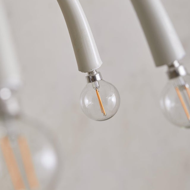 1950s 1950s Italian White Metal + Brass Ten-Arm Chandelier Manner of Oscar Torlasco For Sale - Image 5 of 7