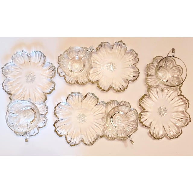 Vintage Glass Flower Snack Sets- 8 Pieces For Sale - Image 6 of 6