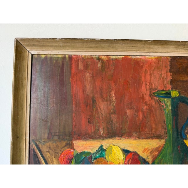 Wood 1970’s Lila Mirsky Mid-Century Modern Still Life Oil on Masonite Painting – Wood Framed For Sale - Image 7 of 12