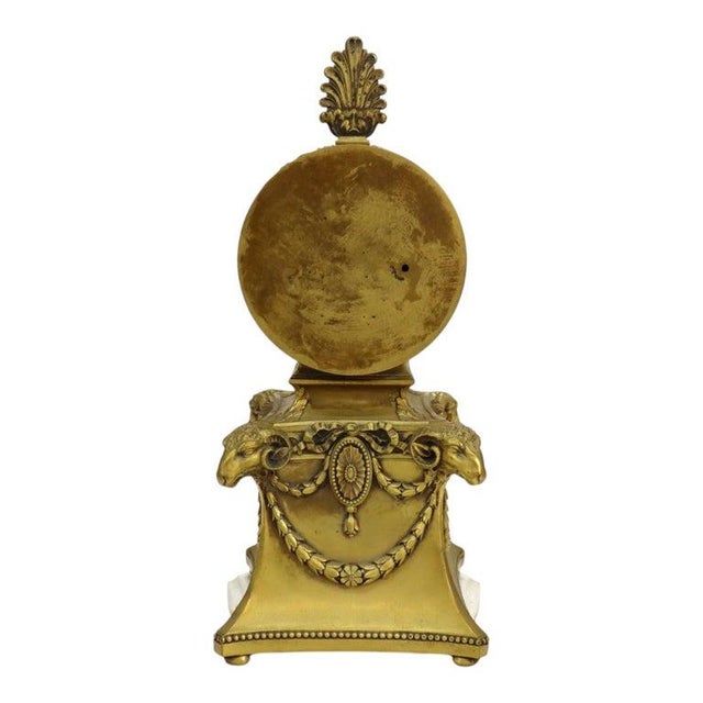French Chelsea Neoclassical Gilt Bronze & Marble Mantle Clock Girandole Set For Sale - Image 11 of 18