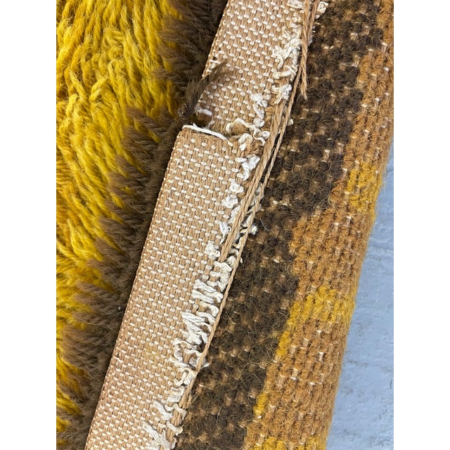 Vintage 1970’s Rya Rug – Mid Century Modern Mustard Yellow & Brown Shag Rug, C. 1970’s For Sale - Image 12 of 13