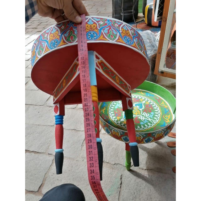 Moroccan Artisanal Table, Round Wooden Table For Sale - Image 6 of 9