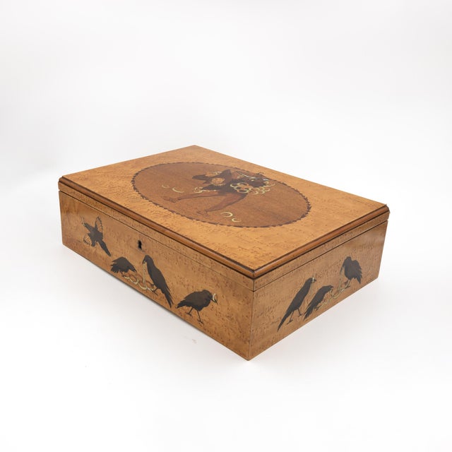 Wood German Marquetry Box With Grimm’s Fairy Tale Scene, Late 19th Century For Sale - Image 7 of 12