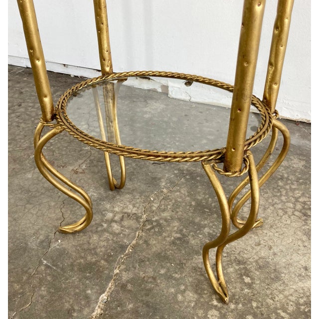 Gold Vintage Italian Gold Gilt Rope 3 Tier Etagere Display For Sale - Image 8 of 10
