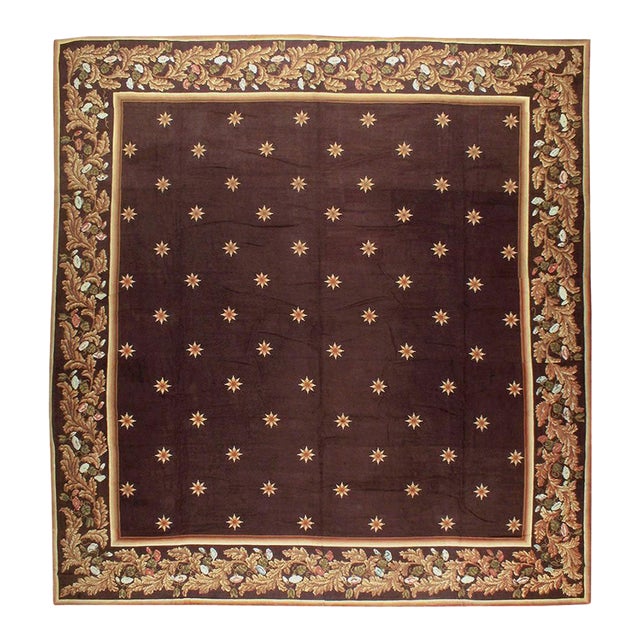 Galerie Shabab Collection Early 20th Century Handmade French Needlepoint Large Oversize Carpet, Circa 1920 For Sale