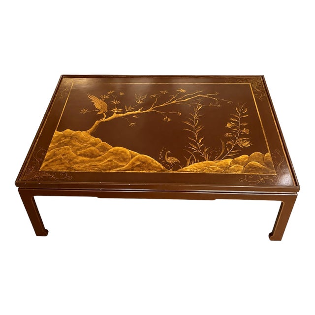 Square Red Lacquered Chinoiserie Occasional Table, 1960 For Sale