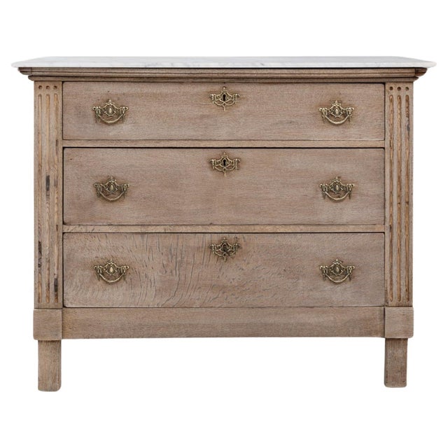 19th Century French Louis XVI Oak Chest of Drawers With Marble Top For Sale - Image 15 of 18