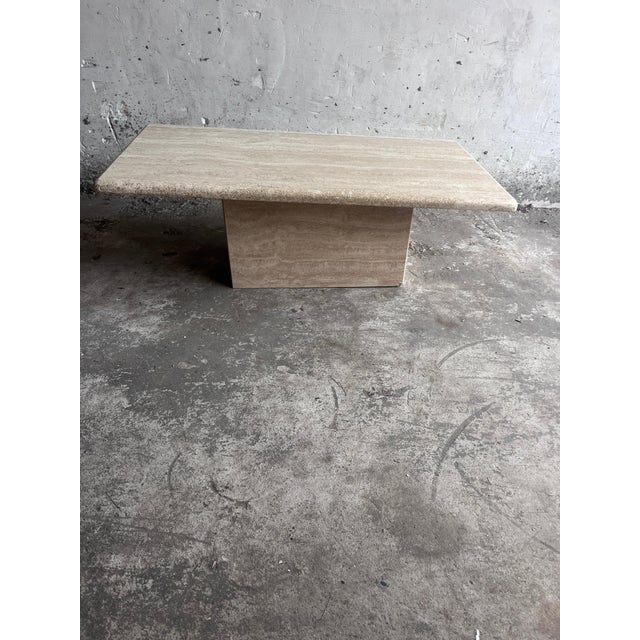 Beige Italian Travertine Coffee Table, 1970s For Sale - Image 8 of 8