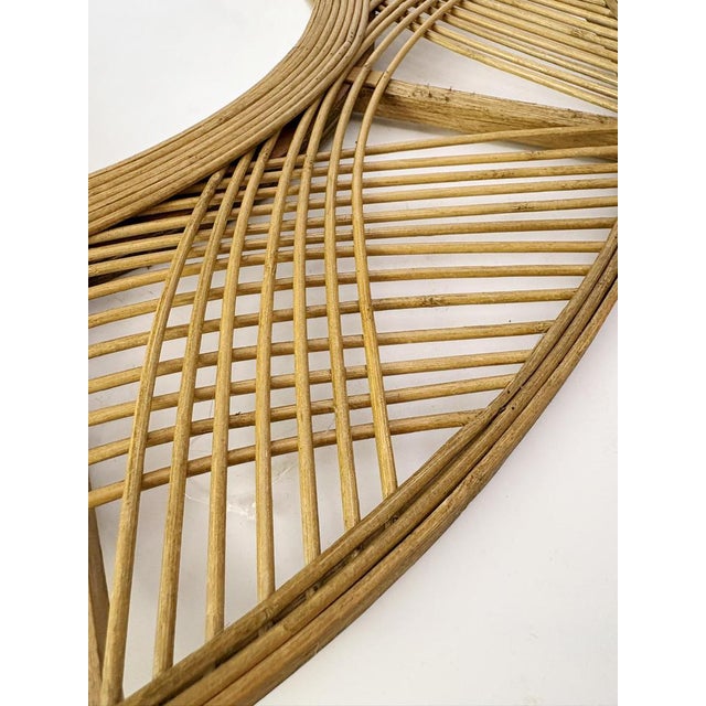 1980s Large Mirror Made of Wood and Rush, France, 1980 For Sale - Image 5 of 10