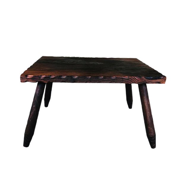 Mid-Century French Rustic Side Table on Tapered Legs For Sale