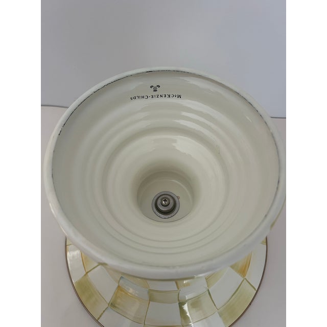 2010s Mackenzie-Childs Parchment Check Enamel Pedestal For Sale - Image 5 of 5