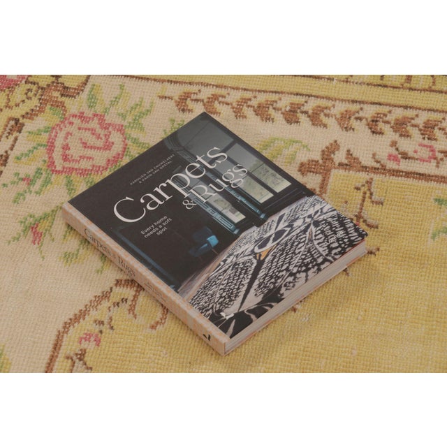 Vintage Distressed Rug in Gold and Rose With Floral Cartouches - Rug & Kilim For Sale - Image 9 of 9