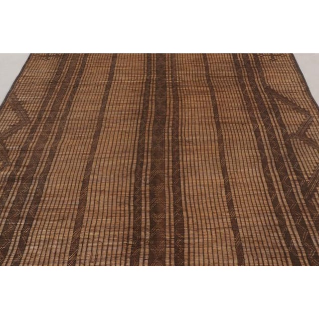 Rug & Kilim Vintage Tuareg Mat, Tribal Geometric Patterns in Rich Beige-Brown - Rug & Kilim For Sale - Image 4 of 9