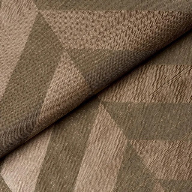 Schumacher SAMPLE - Schumacher Staggered Chevron Sisal Wallpaper In Brown For Sale - Image 4 of 4