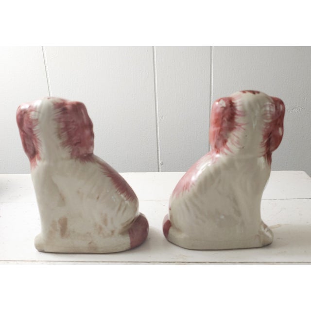 Late 20th Century Vintage Reproduction Porcelain Staffordshire Dog Figurines, a Pair For Sale - Image 5 of 8