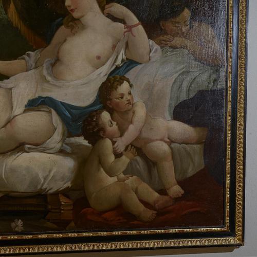 Dunna on Daybed with Cherubs and Maids, Oil on Canvas, Framed For Sale - Image 5 of 8