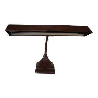 Mid Century Brown Enamel Fluorescent Gooseneck Desk Lamp by Art Specialty For Sale