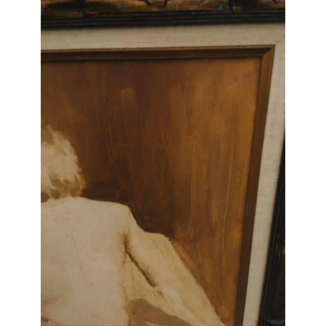 Mid 20th Century Figurative Female Nude Acrylic Painting, Framed. For Sale - Image 4 of 13
