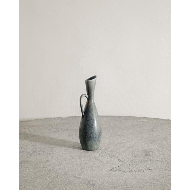 1950s Mid-Century Swedish Blue Stoneware Ceramic Pitcher by Carl-Harry Stålhane, 1950s For Sale - Image 5 of 5