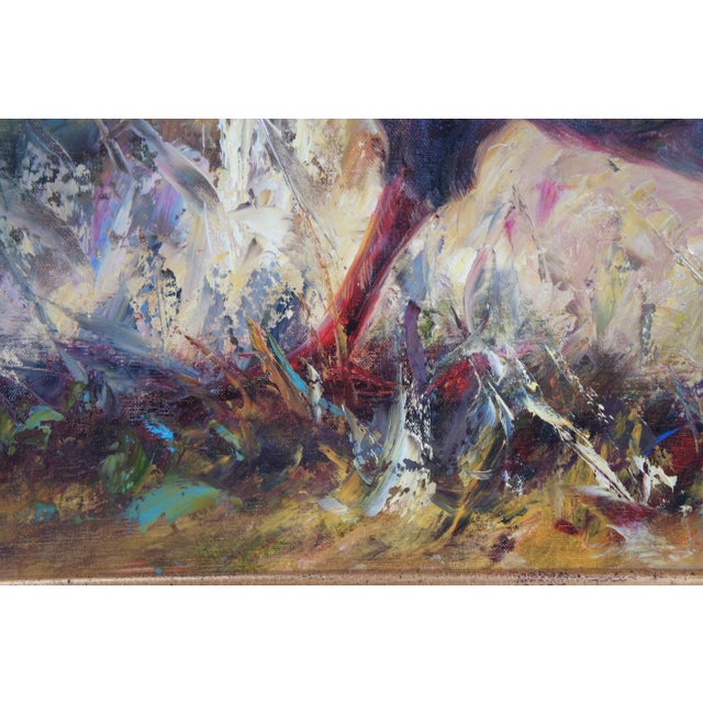 Textile Impressionist Country Farmhouse Rooster Portrait Oil Painting on Canvas For Sale - Image 7 of 13