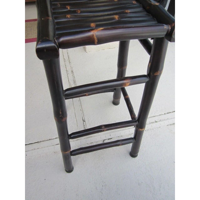 Vintage Burnt Bamboo Backless Counter Barstools- Set of 4 For Sale In Naples, FL - Image 6 of 13