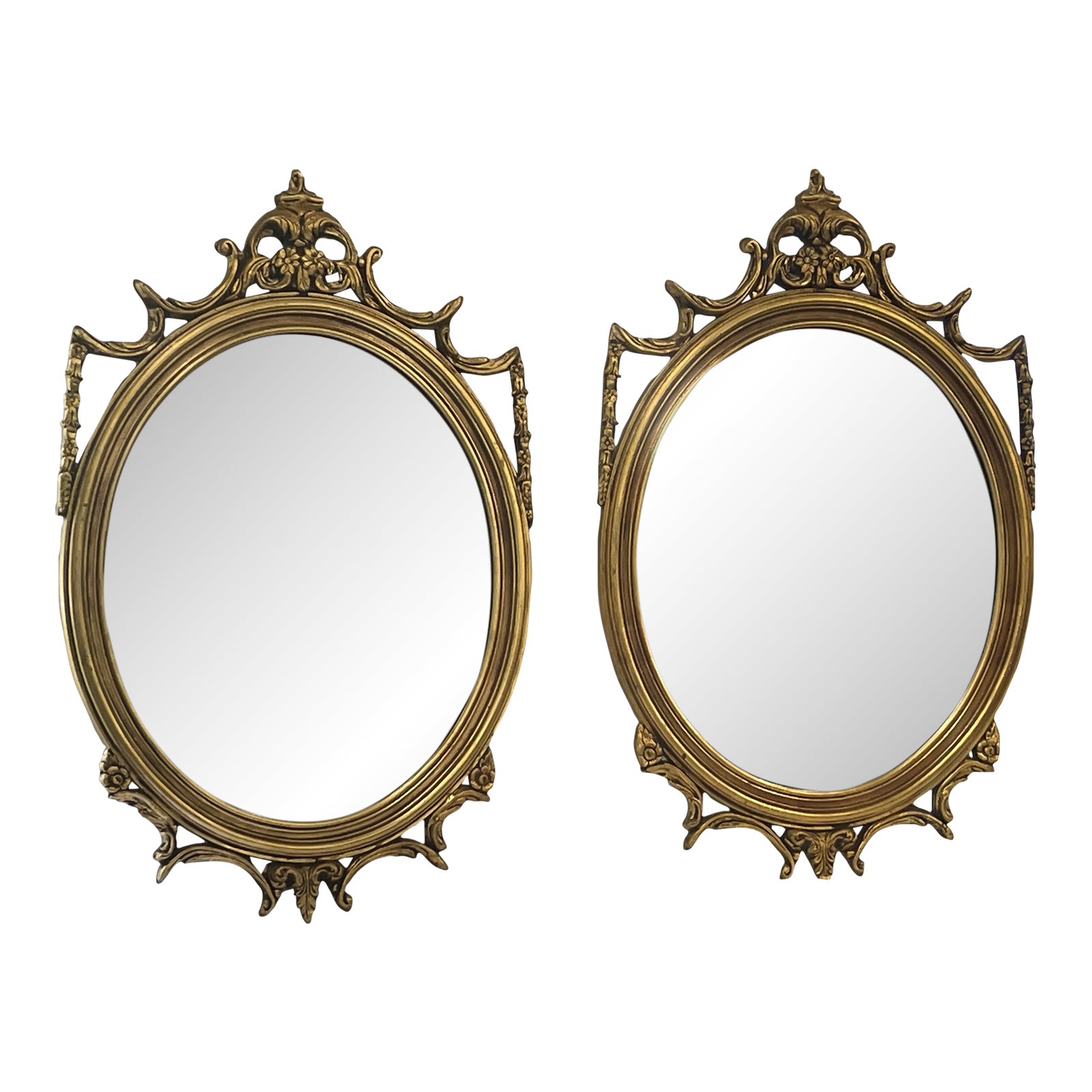 33" Tall French Provincial Ornate Gold Wall Mirrors a Pair Chairish