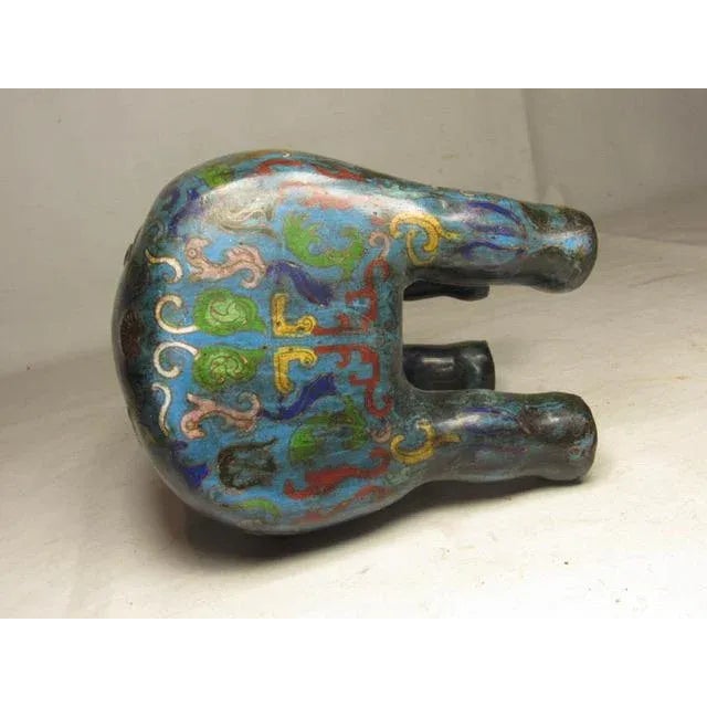 Blue Antique Chinese Cloisonné Elephant For Sale - Image 8 of 12
