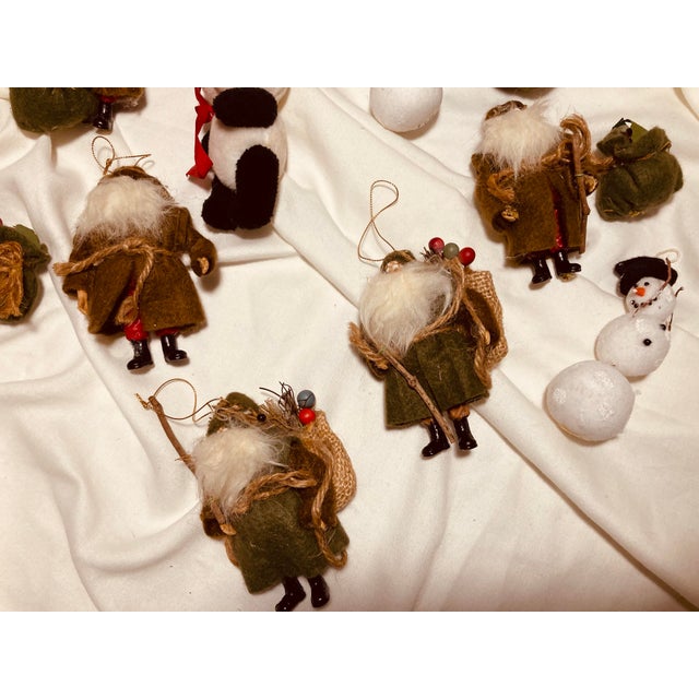 English Vintage Assorted Collection of Holiday Christmas Ornaments Plush & Wood For Sale - Image 3 of 5