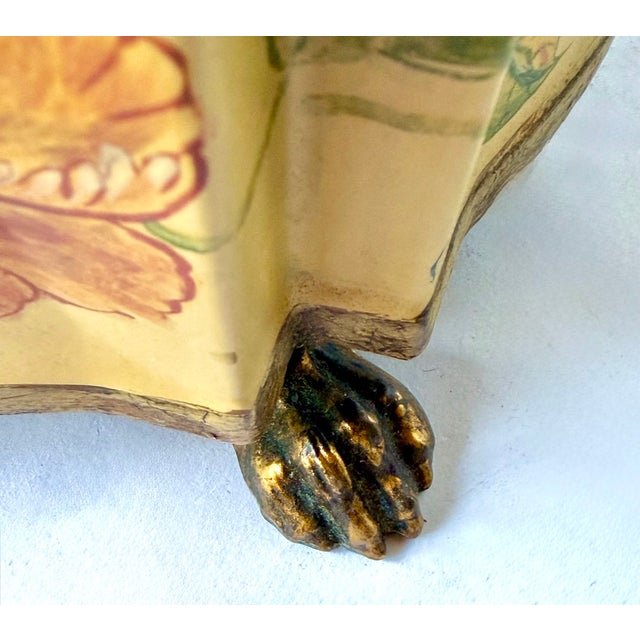Vintage Hand-Painted Bird & Floral Tole Cachepot For Sale - Image 13 of 14