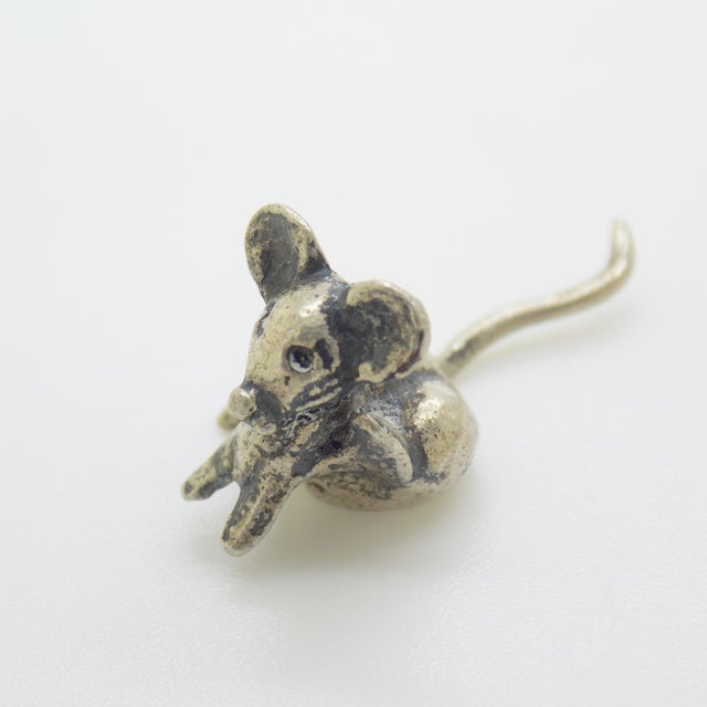 Vintage Italian Handmade Field Mouse Miniature in Silver 800, Florence, 1970s For Sale - Image 4 of 12