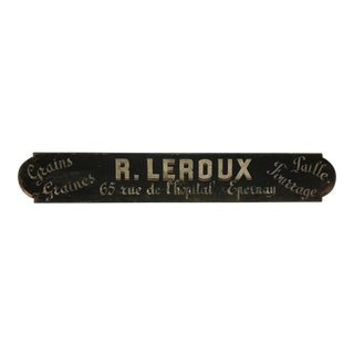Hand-Painted French Wooden Sign For Sale