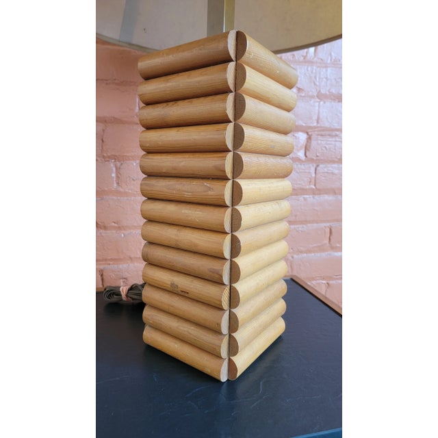 Raymor 1960s Mid-Century Modern Stacked Wood and Chrome Table Lamp by Raymor For Sale - Image 4 of 12