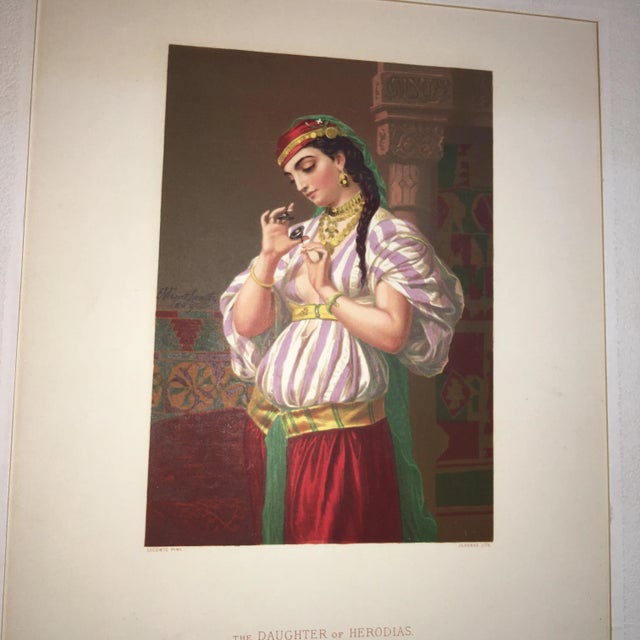 Tan Emile Vernet Lecomte Daughter of Herodias Lithograph For Sale - Image 8 of 12