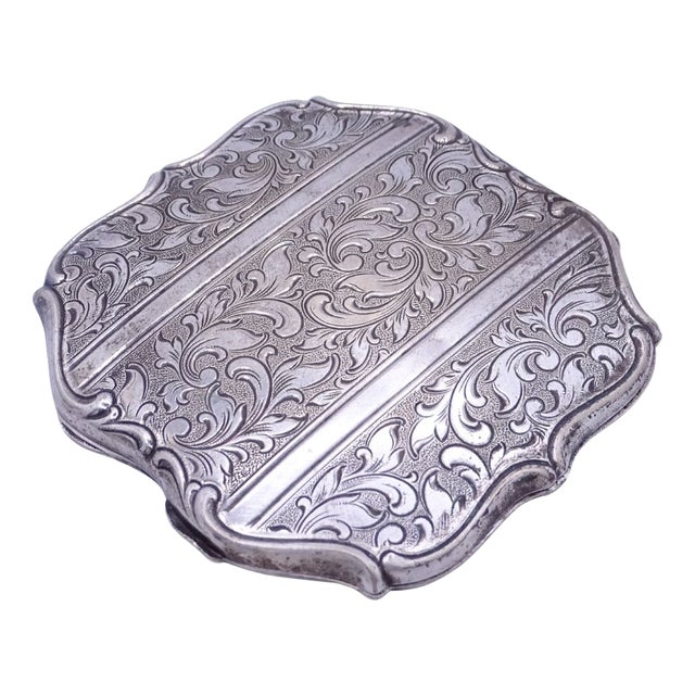 Art Nouveau Powder with Mirror and Silver Plate, France, 1890s For Sale