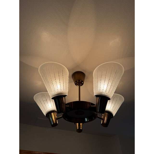Mid-Century Brass Chandelier by Harald Notini and Uno Westerberg for Böhlmarks, 1950 For Sale - Image 9 of 12