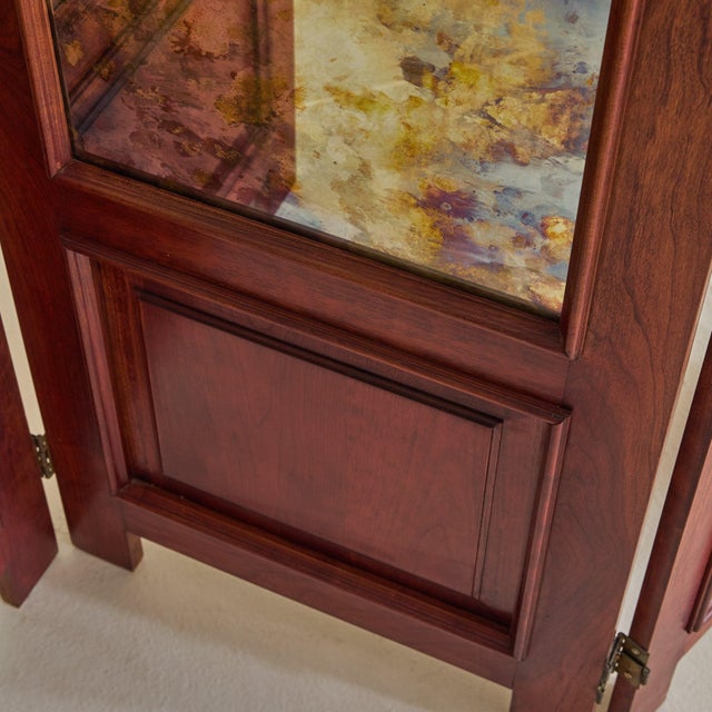 Metal Vintage French Three-Panel Folding Screen + Antiqued Mirror Glass - 2 Available For Sale - Image 7 of 11