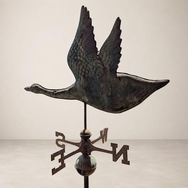 Three-Dimensional Copper Weathervane with Flying Swan, 1900s For Sale - Image 3 of 8