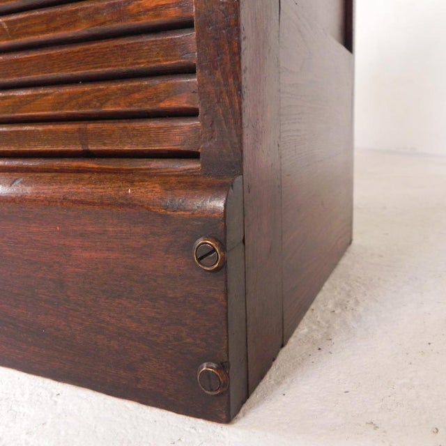 Oak Roller Shutter Cabinet with Shutter, 1930s For Sale - Image 15 of 18
