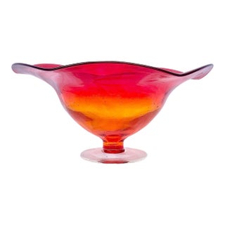 Vintage MCM Tequila Sunrise Colored Art Glass Bowl For Sale