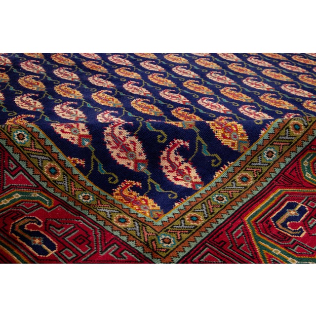 Allover Pattern Handmade Persian Wool Rug Vintage in Navy Blue For Sale In New York - Image 6 of 11