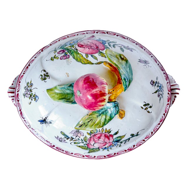 Vintage Handpainted Fruit & Floral Lidded Tureen For Sale - Image 4 of 12