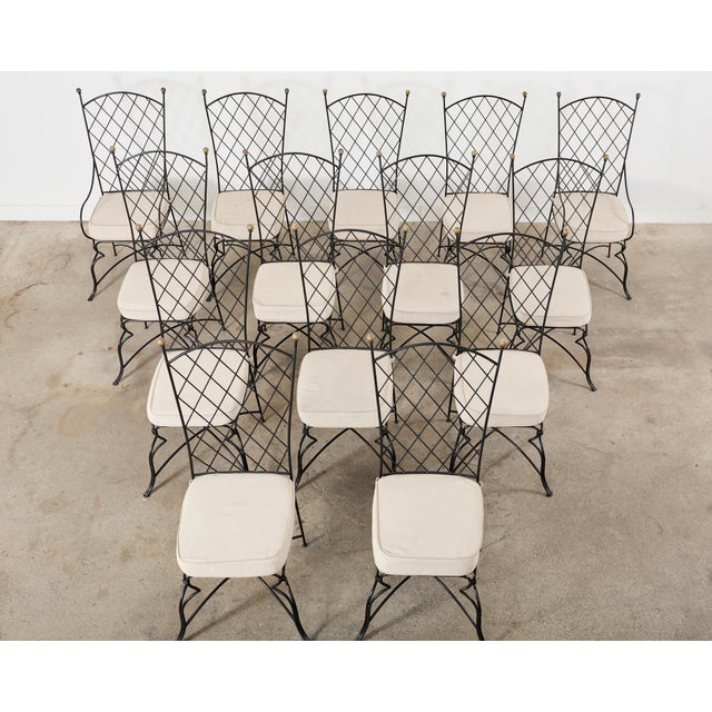 Mid-Century Modern Set of Fourteen Maison Jean Croisillon Iron Garden Dining Chairs For Sale - Image 3 of 12