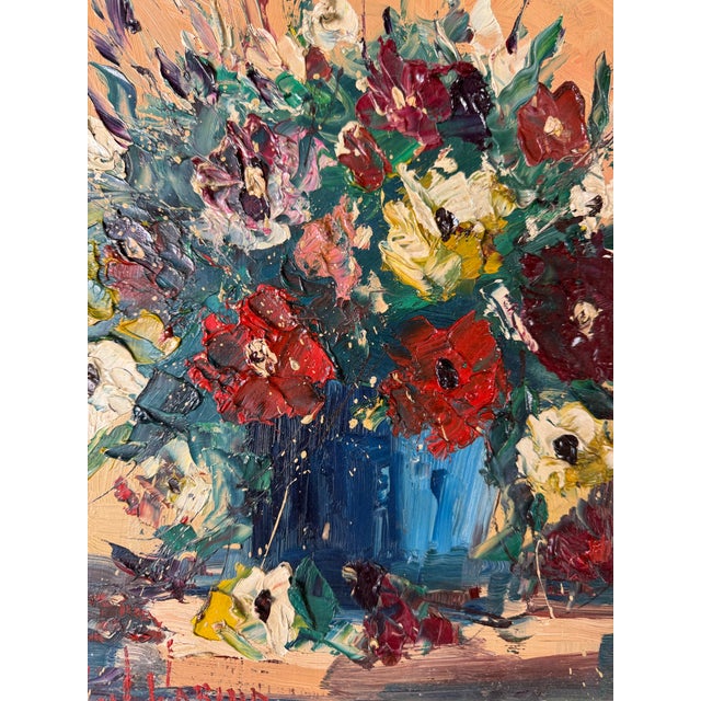 1996 Raffaele Gorina Heavy Impasto Floral Still Life Oil Painting, Framed For Sale - Image 9 of 12