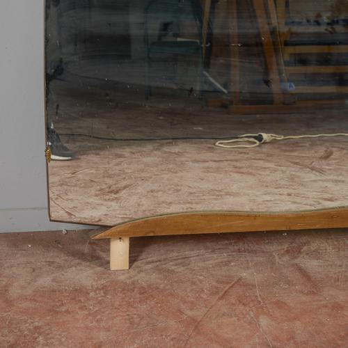 Large Shaped Mirror with Wooden Base For Sale - Image 3 of 7