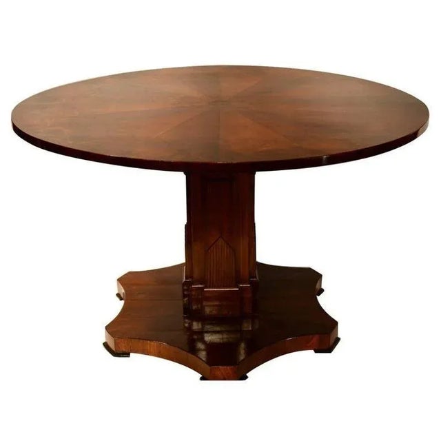 Brown 1930s American Deco Pedestal Table For Sale - Image 8 of 8